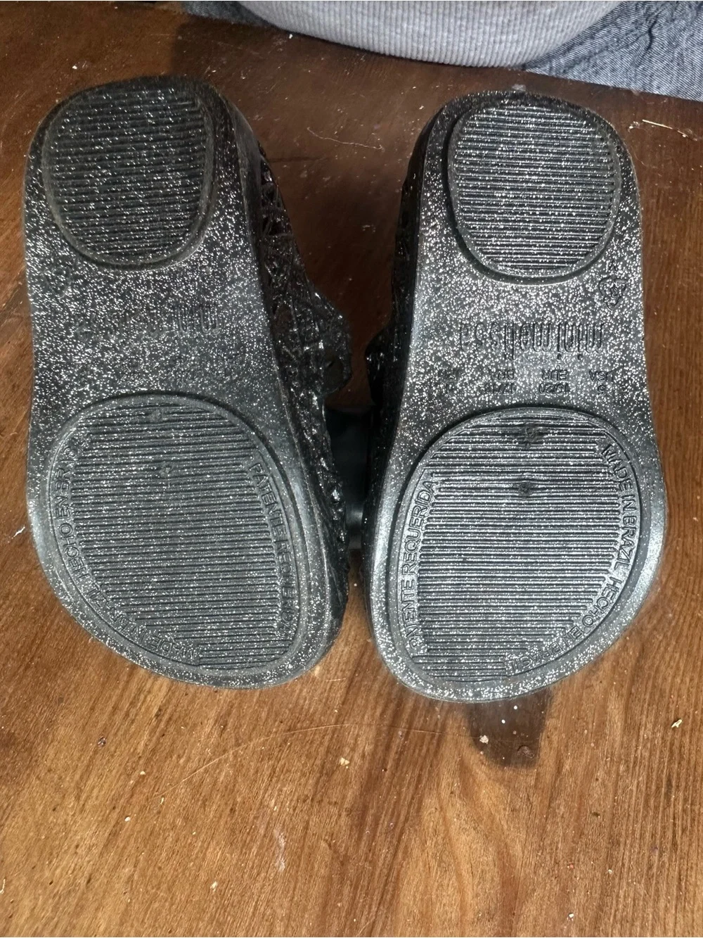 Mini Melissa Black Glitter Mary Jane Sneakers